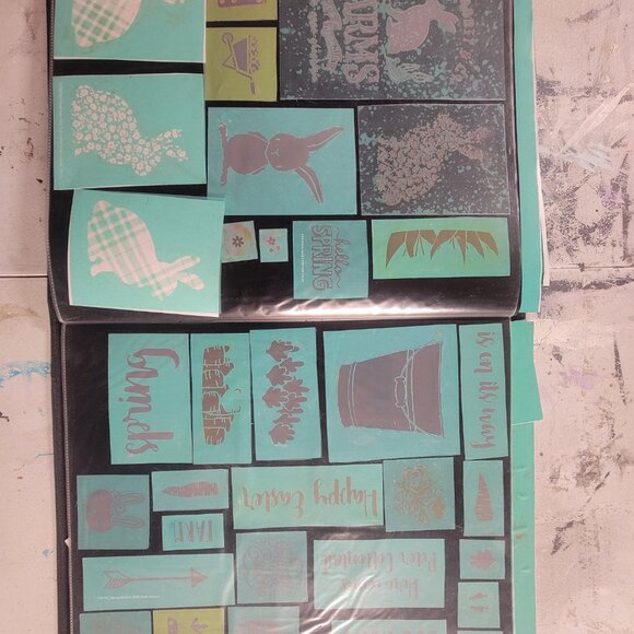 Bundle 4 ~ Reusable Silk Screen Stencils ~ 18 x 15 Binder~ Flowers, Garden, Bunn - Picture 2 of 16